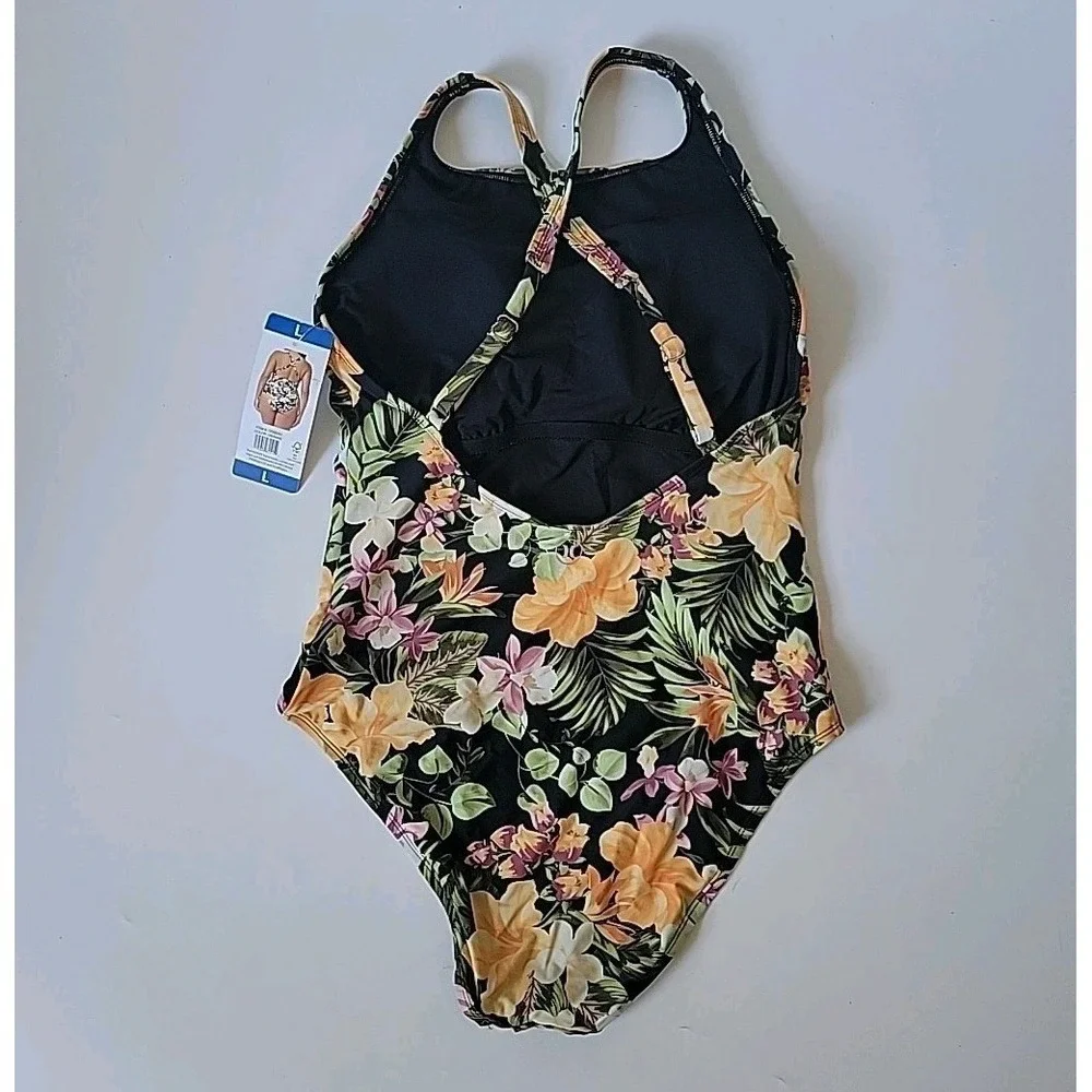 Hurley One Piece Swimsuit Large Floral UPF 50+NEW Beach Hawaiian Resort Tropical